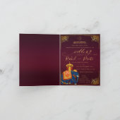 レッド鮮やか金ゴールドとゲネシュインディアン結婚ズ 招待状 (内部)