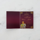 レッド鮮やか金ゴールドとゲネシュインディアン結婚ズ 招待状 (内部)