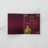 レッド鮮やか金ゴールドとゲネシュインディアン結婚ズ 招待状 (内部)