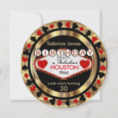 レッド00thバースデーパーティー – DIYシティ&州 招待状 (正面)