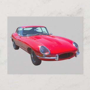 レッド1964ジャガーXKEアンティークスポーツカー ポストカード