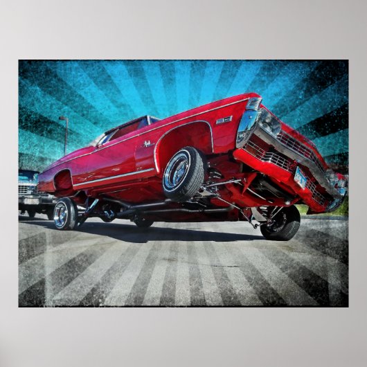 レッド1968 Lowrider Chevrolet Impala Poster ポスター (正面)