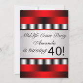 レッド40th誕生日パーティの招待状 招待状 (正面)