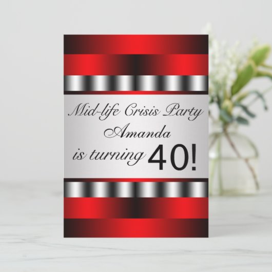 レッド40th誕生日パーティの招待状 招待状 (スタンド正面)