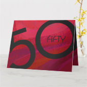 レッド50 Decade誕生日 カード (黄色い花)