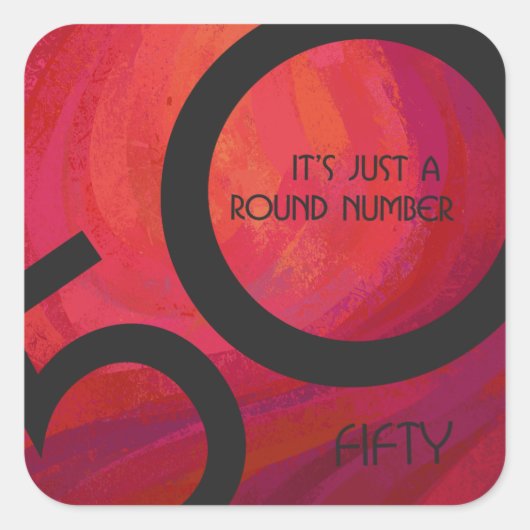 レッド50 Decade誕生日 スクエアシール (正面)