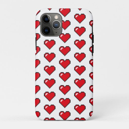 レッド8ビットピクセルハート柄 Case-Mate iPhoneケース (裏面)