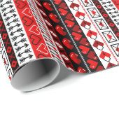 レッド8ビットラブハート ラッピングペーパー (ロールコーナー)