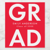 レッド |はっきりした卒業式 ワインラベル (シングルラベル)