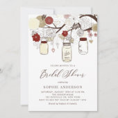 レッド&アイボリーメイスンジャースブライダルシャワー 招待状 (正面)