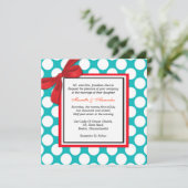 レッド&アクア水玉模様結婚式招待状 招待状 (スタンド正面)