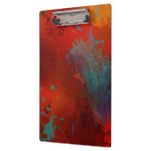 レッド、アクア&金ゴールドグランジデジタル抽象芸術アート クリップボード (左)