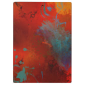 レッド、アクア&金ゴールドグランジデジタル抽象芸術アート クリップボード (裏面)