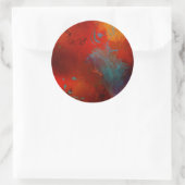 レッド、アクア&金ゴールドグランジデジタル抽象芸術アート ラウンドシール (バッグ)