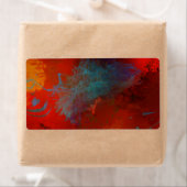 レッド、アクア&金ゴールドグランジデジタル抽象芸術アート ラベル (インサイチュ)