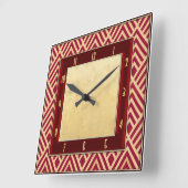 レッド アート デコ スタイル スクエア壁時計 (傾斜)