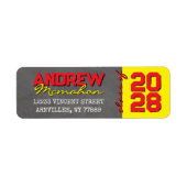 レッド&イエローシャルボード卒業差出人住所 ラベル (正面)