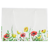 レッド&イエローポピーフローラデザイン ラージペーパーバッグ (裏面)