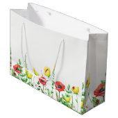 レッド&イエローポピーフローラデザイン ラージペーパーバッグ (正面アングル)