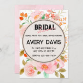 レッド、イエロー、ピンクローズブライダルシャワー 招待状 (正面/裏面)