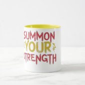 レッド&イエロー「強さを召喚」のデザイン マグカップ (中央)