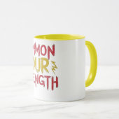 レッド&イエロー「強さを召喚」のデザイン マグカップ (正面右)