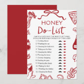 レッド イタリアン アモーレ ハニー ドゥ リスト ブライダル シャワー ゲーム 招待状 (正面/裏面)