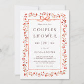 レッド ウィンターベリー フレーム カップルシャワー 招待状 (正面)