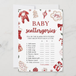 レッド ウィンター クリスマス ベビー シャワー Scattegories ゲーム 招待状
