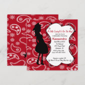 レッド ウェスタンママになる 赤ちゃんのシャワー招待状 招待状 (正面/裏面)