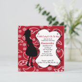 レッド ウェスタンママになる 赤ちゃんのシャワー招待状 招待状 (スタンド正面)