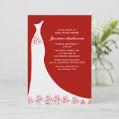 レッド ウェディングドレス ブライダルシャワー 招待状 (スタンド正面)