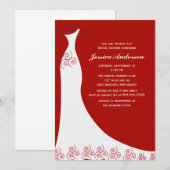 レッド ウェディングドレス ブライダルシャワー 招待状 (正面/裏面)