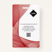 レッド・ウェーブ | 従業員写真ID 社内セキュリティ バッジ (裏面)