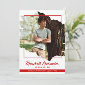 レッド エッジー アブストラクト ティアード フォト 卒業式 招待状 (スタンド正面)