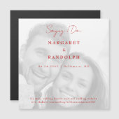 レッド エレガンス ウェディング フォト セーブ ザ デート マグネット (正面/裏面)