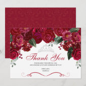 レッド&エレガントシルバーフローラキンセアニェラありがとう サンキューカード (正面/裏面)