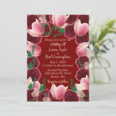 レッド&エレガント赤面ピンクローズバーガンディ結婚ズ 招待状 (スタンド正面)