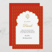 レッド&エレガント金ゴールドガネシュディワリカード シーズンカード (正面/裏面)