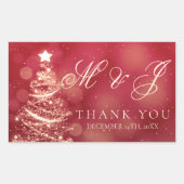 レッド&エレガント金ゴールドクリスマス結婚式の引き出物ラベル 長方形シール (正面)