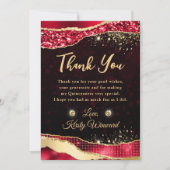 レッド&エレガント金ゴールドグリッターグラムティアーズキンセアニェラ サンキューカード (正面)