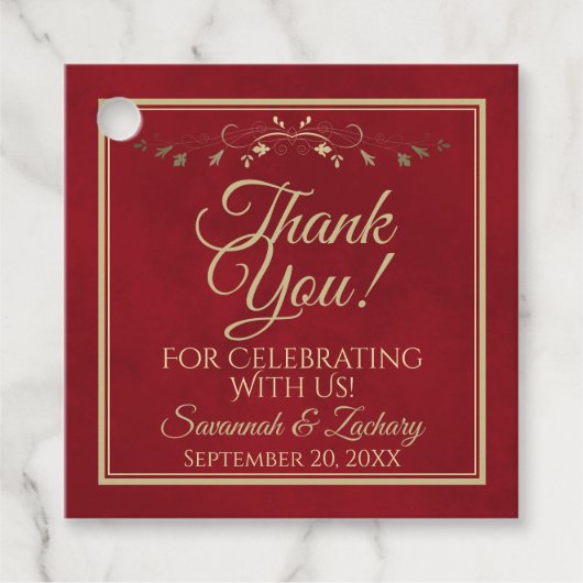 レッド&エレガント金ゴールドフィリ結婚グリー フェイバータグ (正面)