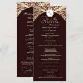 レッド&エレガント金ゴールドモノグラム結婚式 プログラム (正面/裏面)