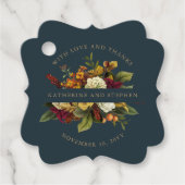 レッド |オレンジフローラブーケと愛と感謝していF付き フェイバータグ (正面)