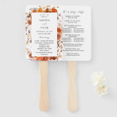 レッド&オレンジフローラ結婚式 プログラム ハンドファン (正面&裏面)