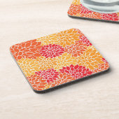 レッド&オレンジヴィンテージオリエンタルフローラデザイン コースター (左側)