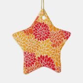 レッド&オレンジヴィンテージオリエンタルフローラデザイン セラミックオーナメント (右)