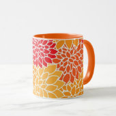 レッド&オレンジヴィンテージオリエンタルフローラデザイン マグカップ (正面右)