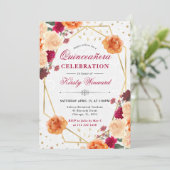 レッド&オレンジ秋フラワーフレームキンセアニェラ 招待状 (スタンド正面)