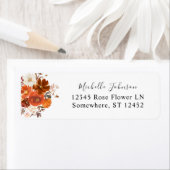 レッド&オレンジ秋フローラ差出人住所ラベル ラベル (インサイチュ)